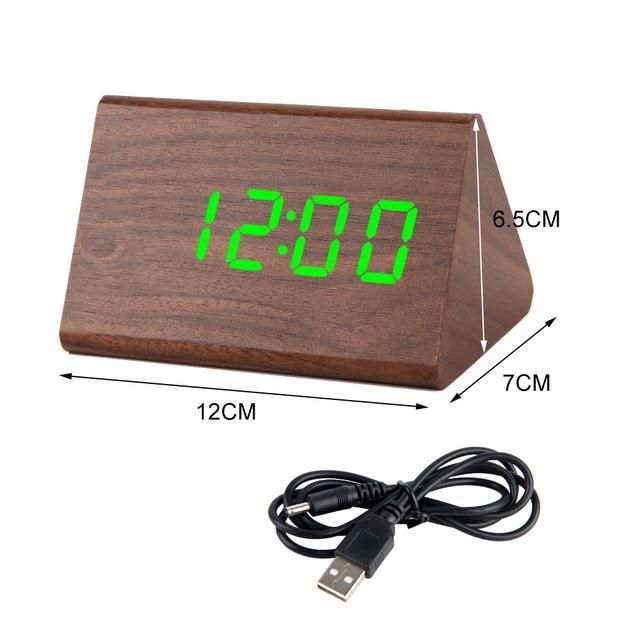 Led Digital Clock Wooden Alarm, Wooden Digital Table Clock